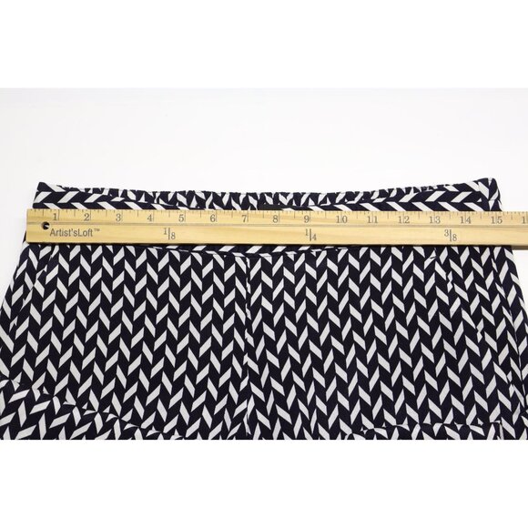 Theory Women's Silk Pull-On Geometric Printed Pants Navy Sz 4 - Picture 4 of 12